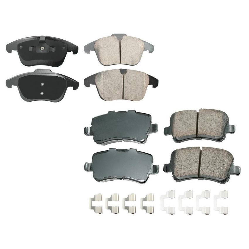 Land Rover Volvo Disc Brake Pad Set Kit - Front and Rear (Ceramic) (EURO) LR043714 - Akebono Euro Ultra-Premium 4096942KIT